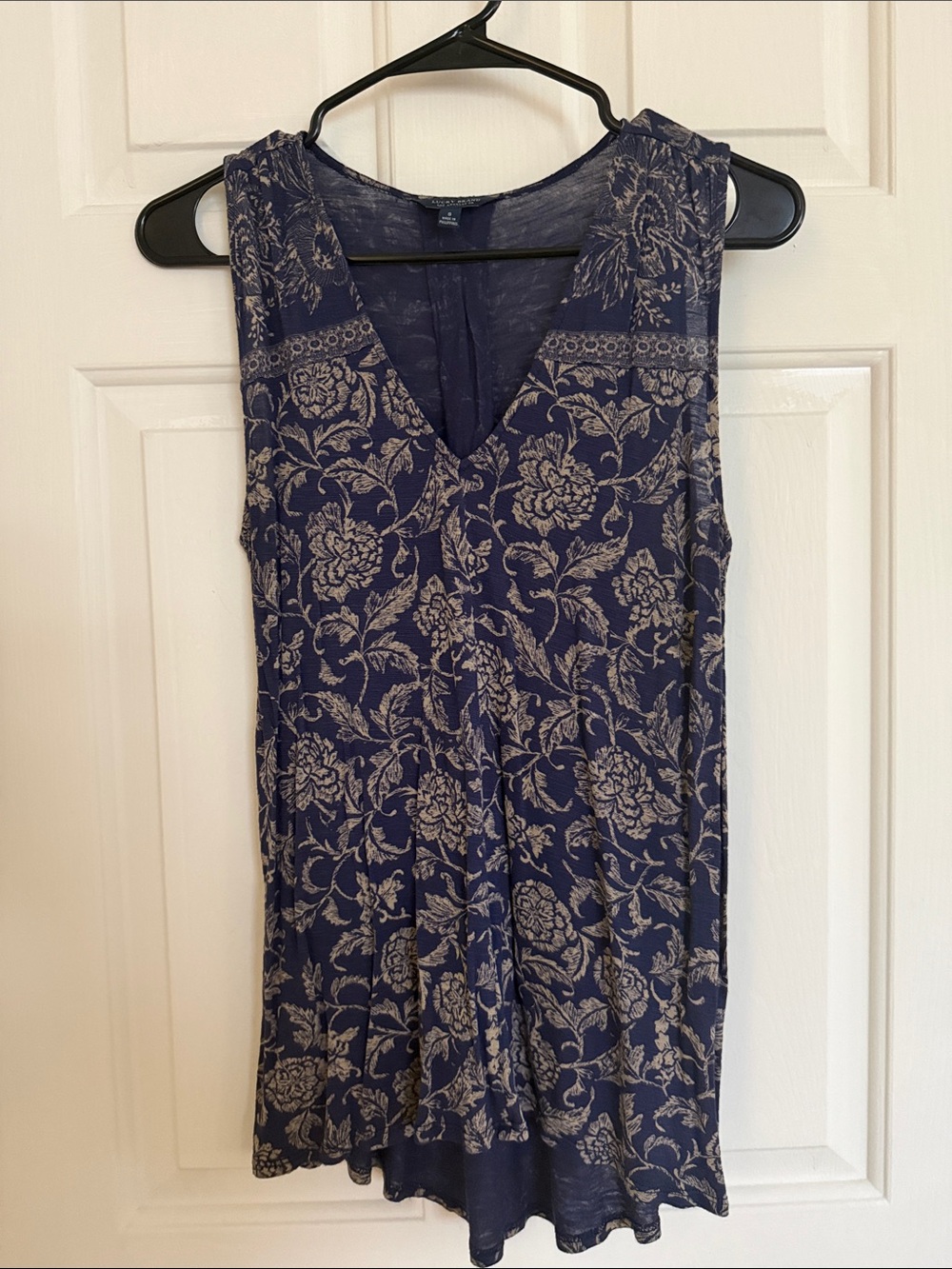 Lucky Brand Navy Blue Floral Tank Top
